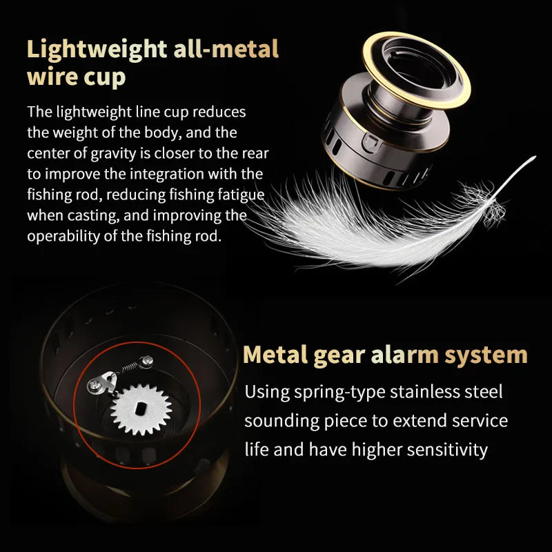 1 Piece Two-Hand Rotating Fishing Reel HE1000-7000 Series 5.2:1 Gear Ratio 22.05lb Extraction Smooth Aluminum Alloy Body Left Right Hand Changeable Suitable for Freshwater and Saltwater Fishing