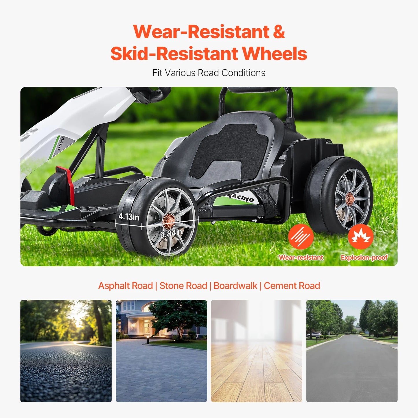 VEVOR 24V 9Ah Electric Pedal Go Kart Portable Outdoor Race Toy with 200W Motor Adjustable Speeds and Disc Brake for Kids