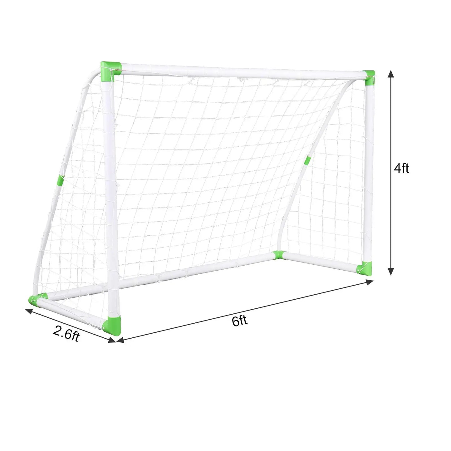 6x4 Feet Soccer Goal Training Set with Net Buckles and Ground Nails Ideal for Football Practice