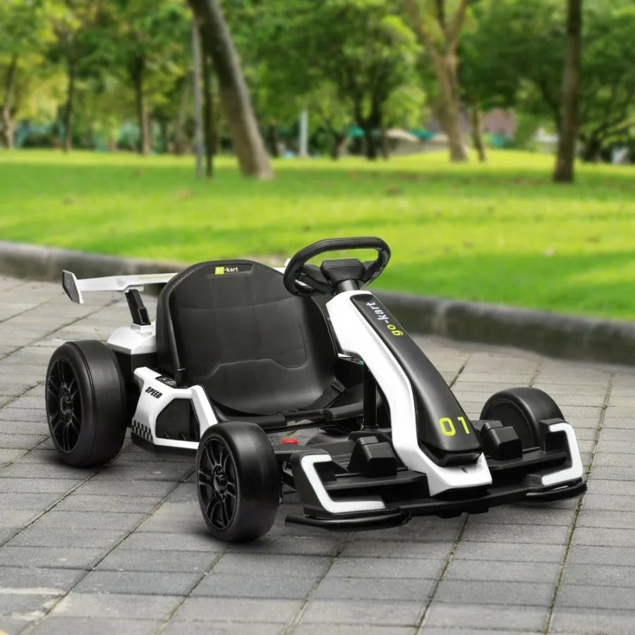 Aosom 24V Electric Go Kart 7.5 MPH Adjustable Seat Drifting Car Battery Powered Ride On Toy Outdoor