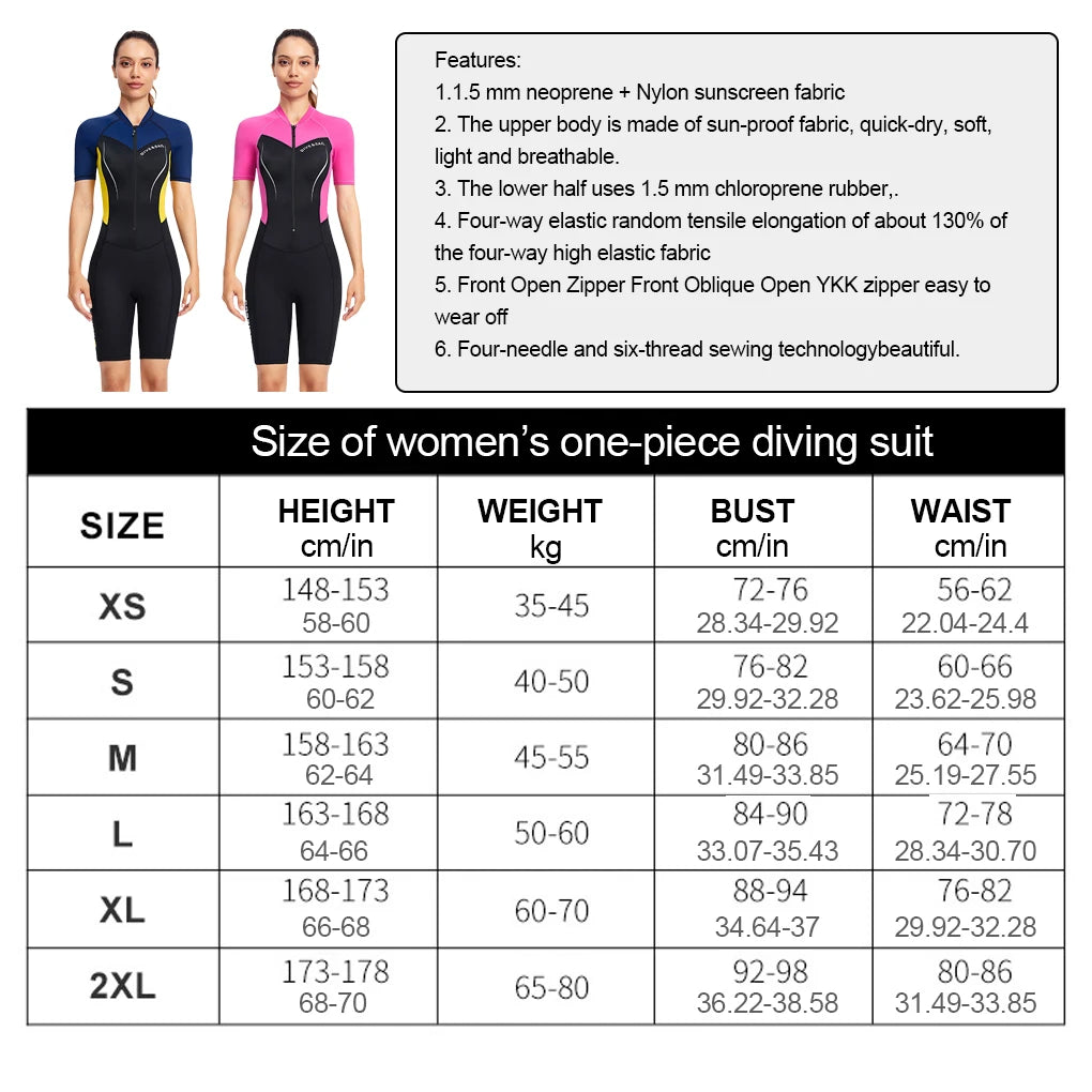1.5mm Wetsuits Couple Diving Suit Surf Suit Jumpsuit Women's yellow 3XL