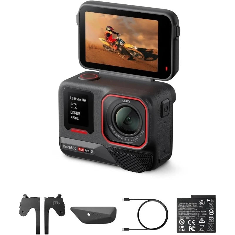 Ace Pro 2-8K Waterproof Action Camera Co-Engineered with Leica, 1/1.3" Sensor, Dual AI Chip, Leading Low Light