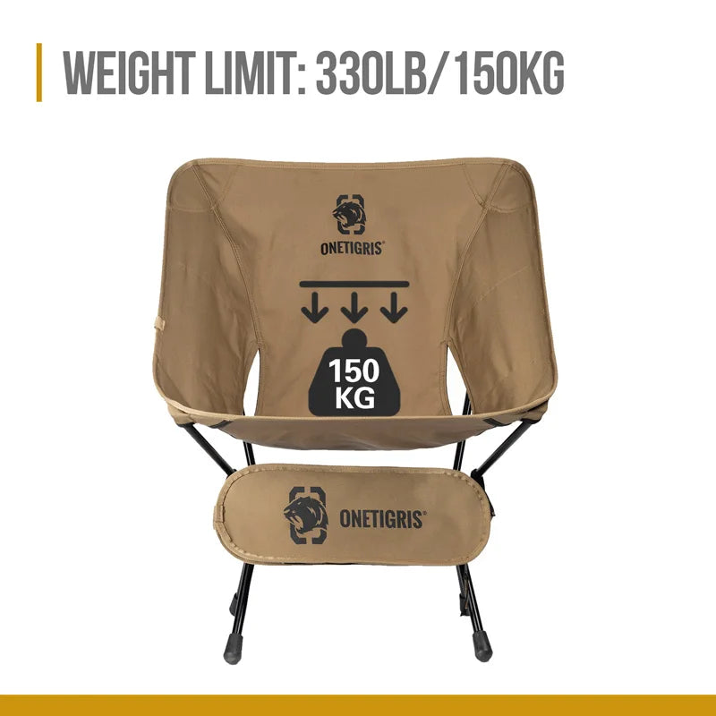OneTigris Portable Camping Chair Multicam Foldable Outdoor Chair for Camping Trekking Fishing BBQ Parties Gardening Indoor Use