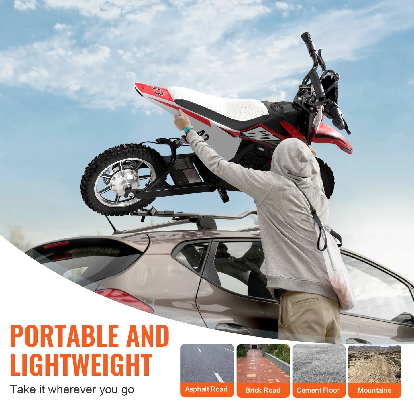 VEVOR 36V Kids Ride On Motorcycle with Speed Up to 15.5mph LED Light Battery Gauge Electric Motorcycle Toys for Children Boys