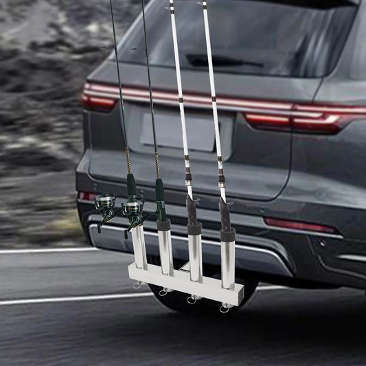Fishing Rod Car Stands Portable Outdoor Fishing Rod Storage Rack Stainless Steel Pole Holder with 4 Slots