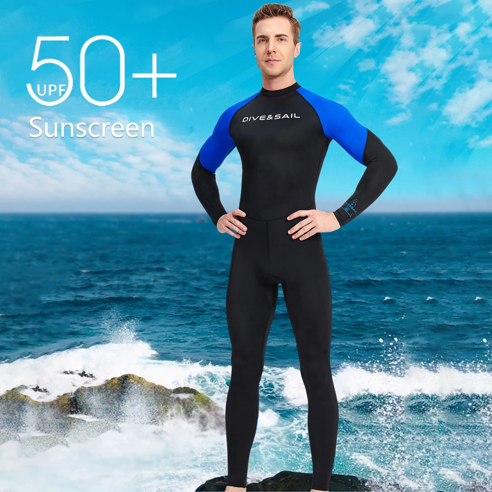 Men's Long Sleeve Diving Skin Suit Sunscreen Snorkeling Surfing Wetsuit Cold Proof Anti Scratch Breathable Outdoor Gear
