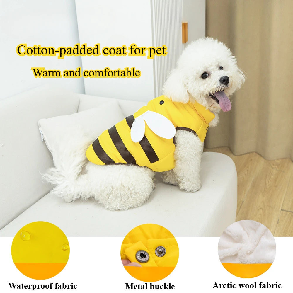 Dog and Cat Clothes Four Seasons Waterproof Warm Bee Design Pet Apparel