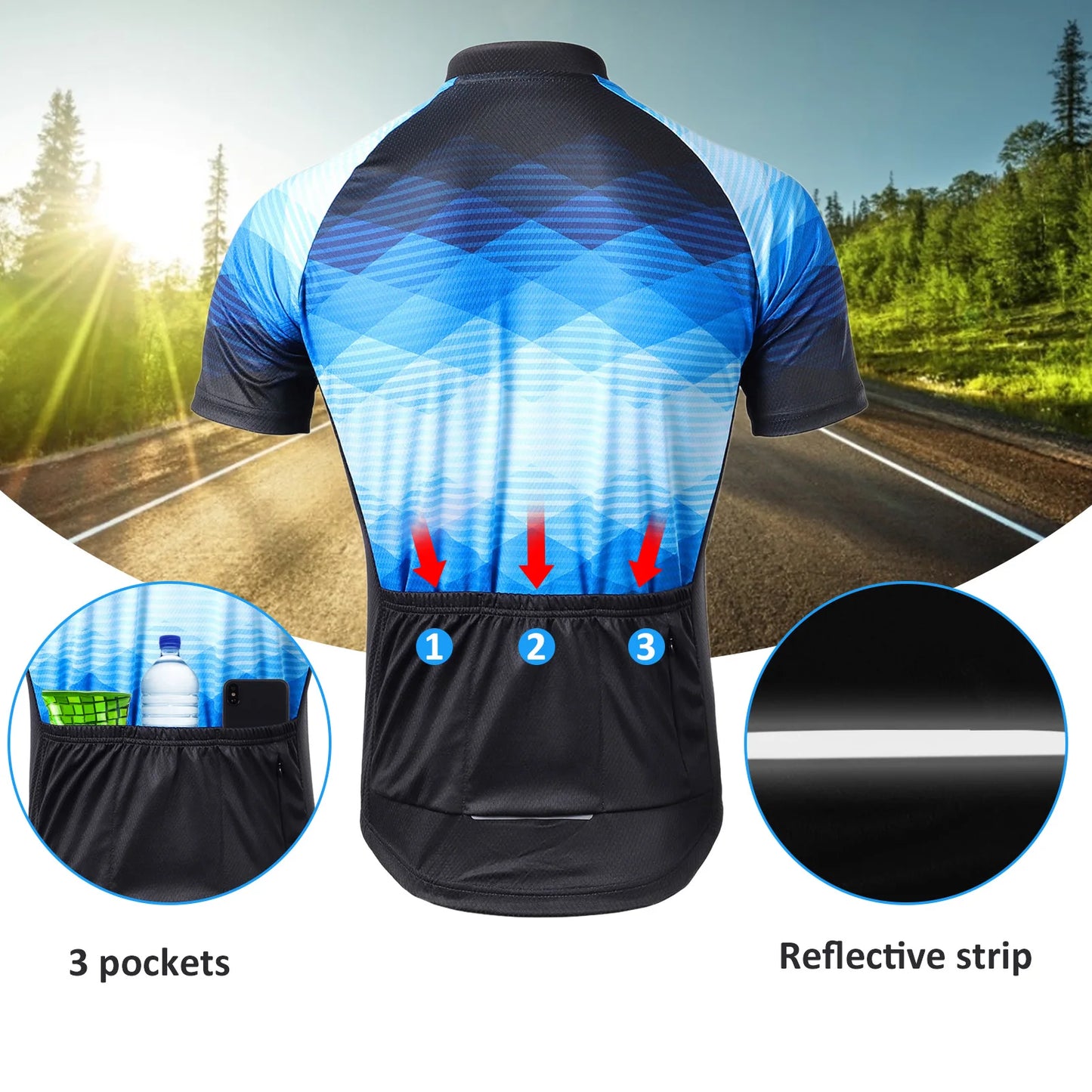Lixada Men Cycle Jersey Breathable Short Sleeve Bike Shirt and Padded Shorts MTB Clothing Suit