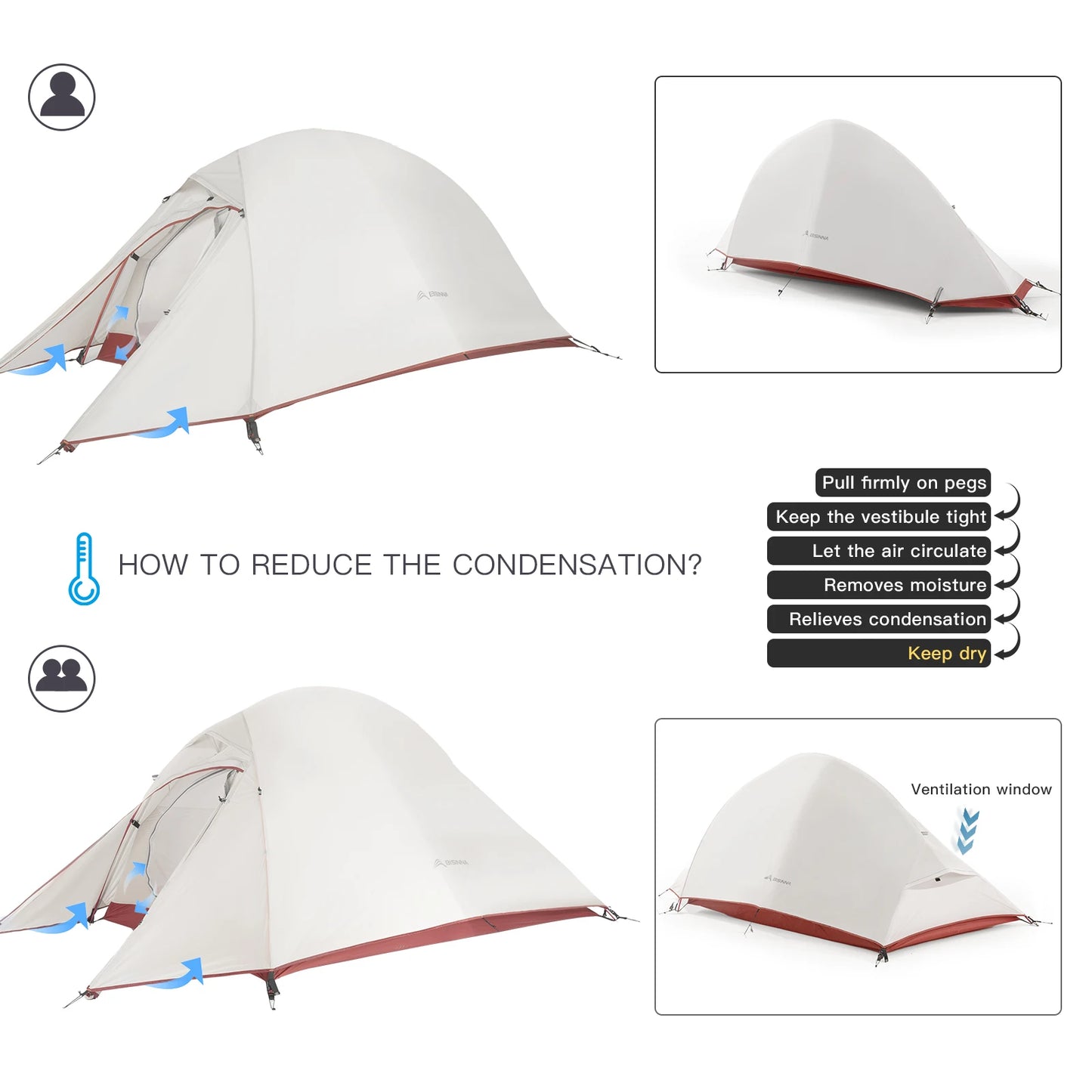 BISINNA Ultralight Camping Tent 20D Nylon Waterproof Tent