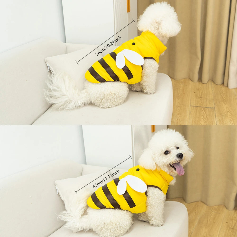 Dog and Cat Clothes Four Seasons Waterproof Warm Bee Design Pet Apparel