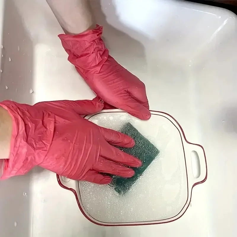 30/50/100PCS Disposable Red Nitrile Gloves Household Cleaning Gloves for Kitchen Beauty Salons Household Pets Dog brush Dog bath