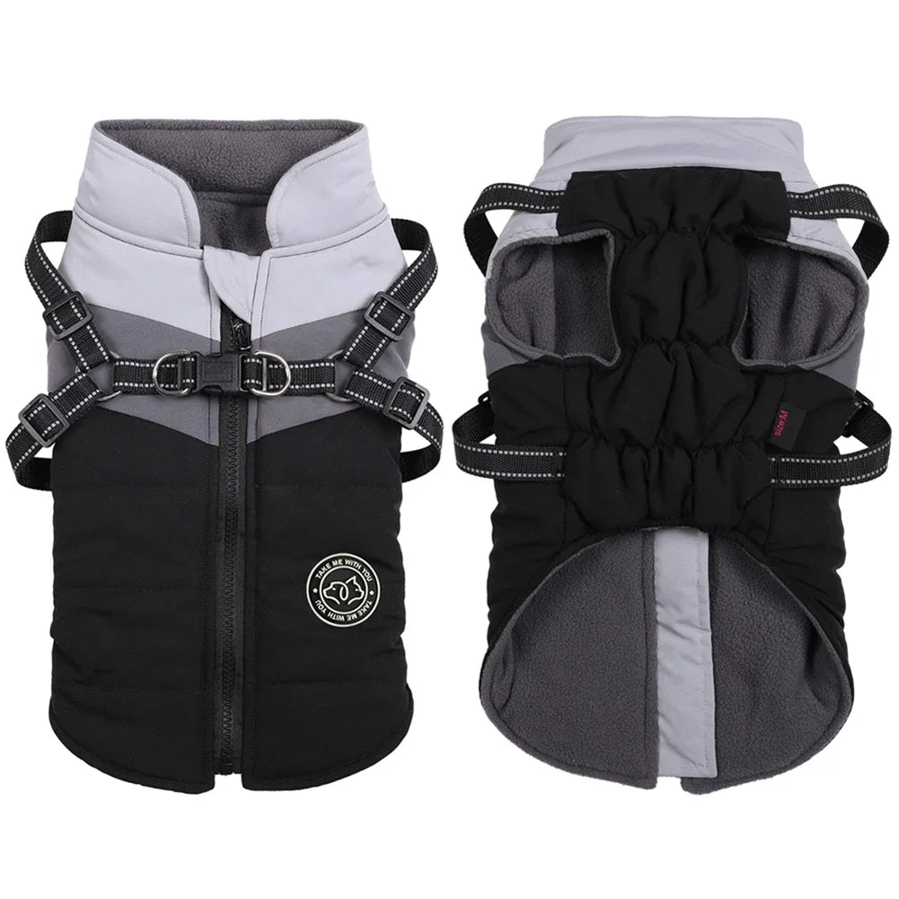 Winter Dog Harness Vest Clothes Waterproof Warm Jacket For Small Dogs
