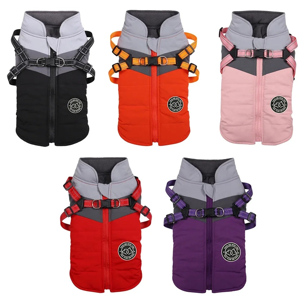 Winter Dog Harness Vest Clothes Waterproof Warm Jacket For Small Dogs