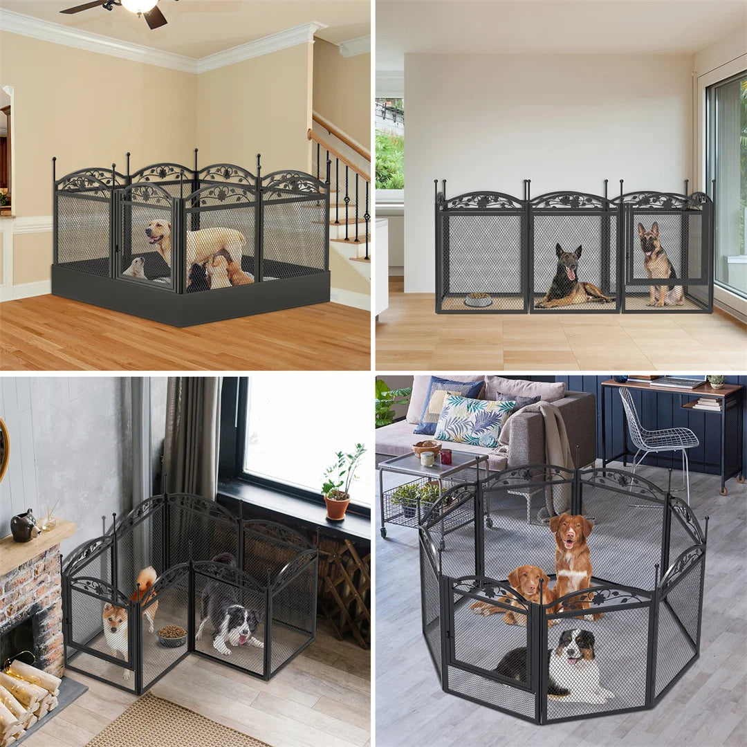 8 Panels DIY Heavy Duty Dog Playpen Indoor Outdoor Metal Fence with Waterproof Fertility Pad for Whelping and Training