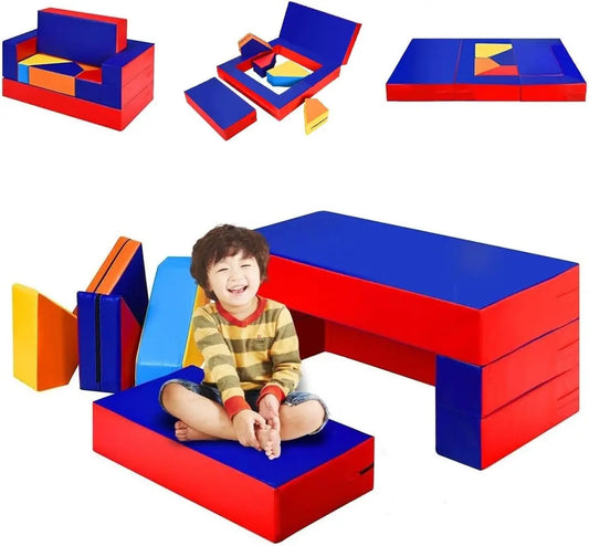 4 in 1 Unique Shapes Convertible Climb and Crawl Foam Set for Climbing Crawling Sliding 8 Piece Colorful PU Activity Play Soft