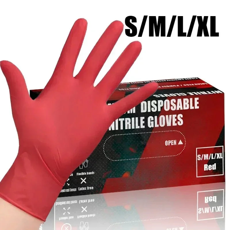 30/50/100PCS Disposable Red Nitrile Gloves Household Cleaning Gloves for Kitchen Beauty Salons Household Pets Dog brush Dog bath