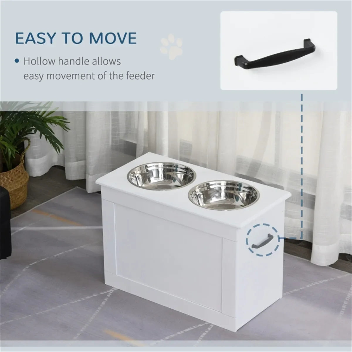 Raised Dog Bowls with Storage for Large Breeds Removable Stainless Steel Bowls Easy Clean Pet Feeding Station