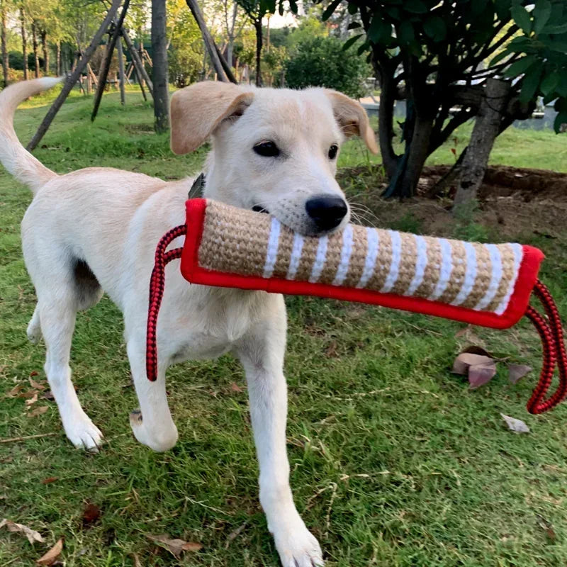 Dog Biting Pillow Tug Stick Hemp Chewing Training Toy Durable Linen Molar Teeth Cleaner Interactive Outdoor Rope Pet Supplies