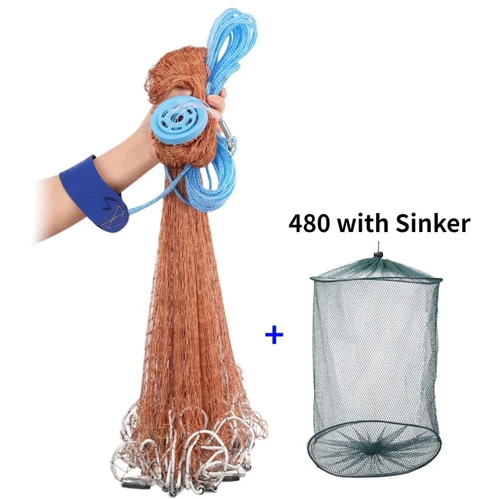 Cast Net Fishing Net with Sinker and Without Sinker USA Hand Throw Tool Outdoor Gill Net