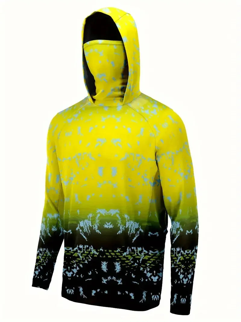 Fishing Shirt Hooded Men Fishing Clothes Outdoor Summer Mask Hoodie