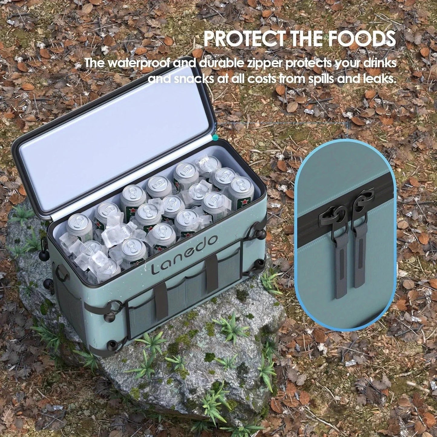 34/28 Can Lanedo Soft Sided Cooler Collapsible Waterproof Ice Chest Travel Cooler for Food Shopping Camping Fishing