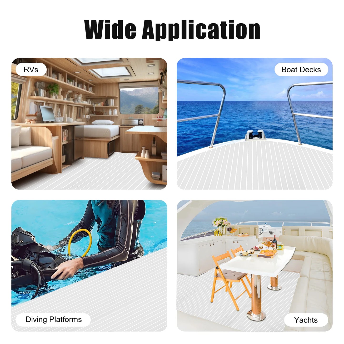 94.5"x 35.4" EVA Anti-slip Mat Foam Boat Decking Sheet Anti-Slip Self-Adhesive Deck Boat Flooring Mat Cuttable
