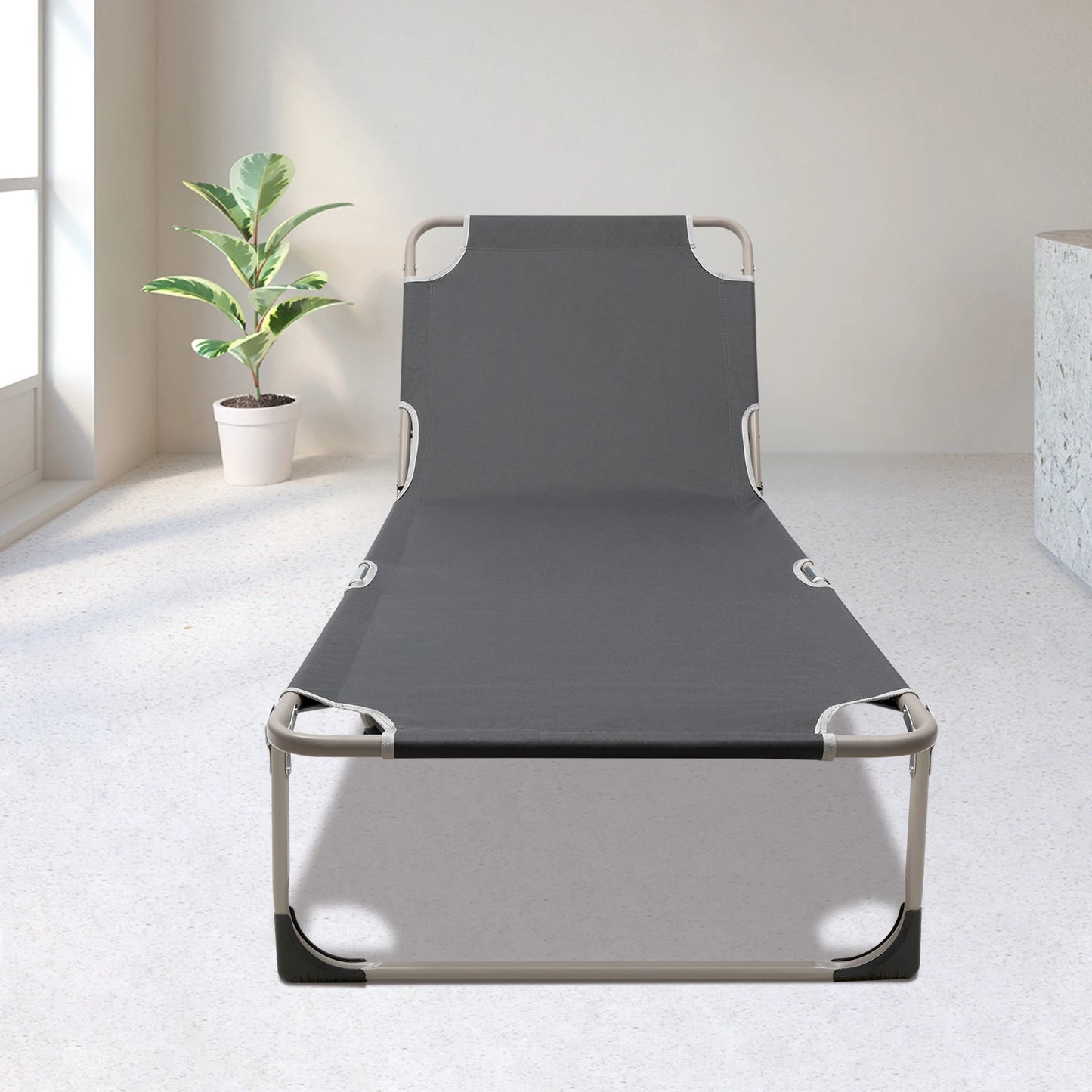 Portable Folding Camping Cot Adjustable Outdoor Lounge Chair Sleeping Bed for Pool Beach Patio