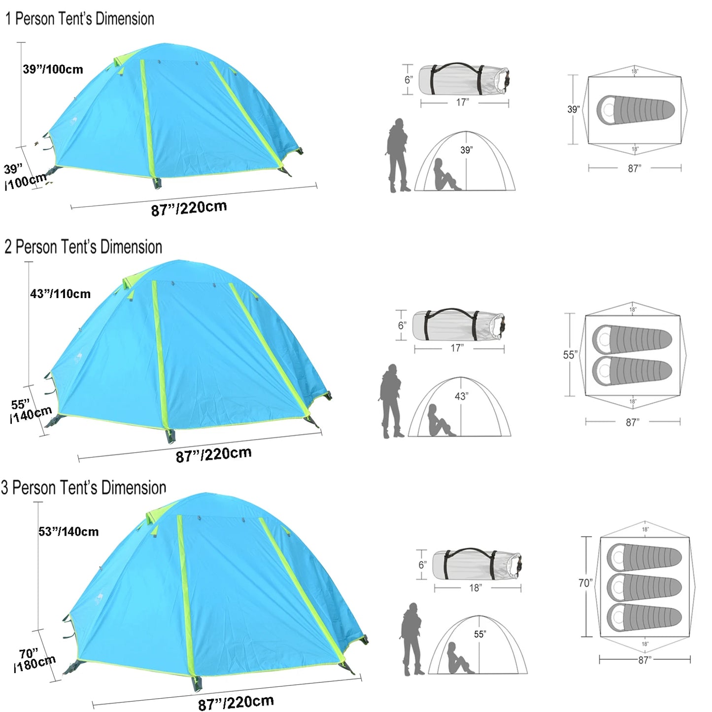 Desert Fox Camping Tents 1/2/3 Person Waterproof Lightweight