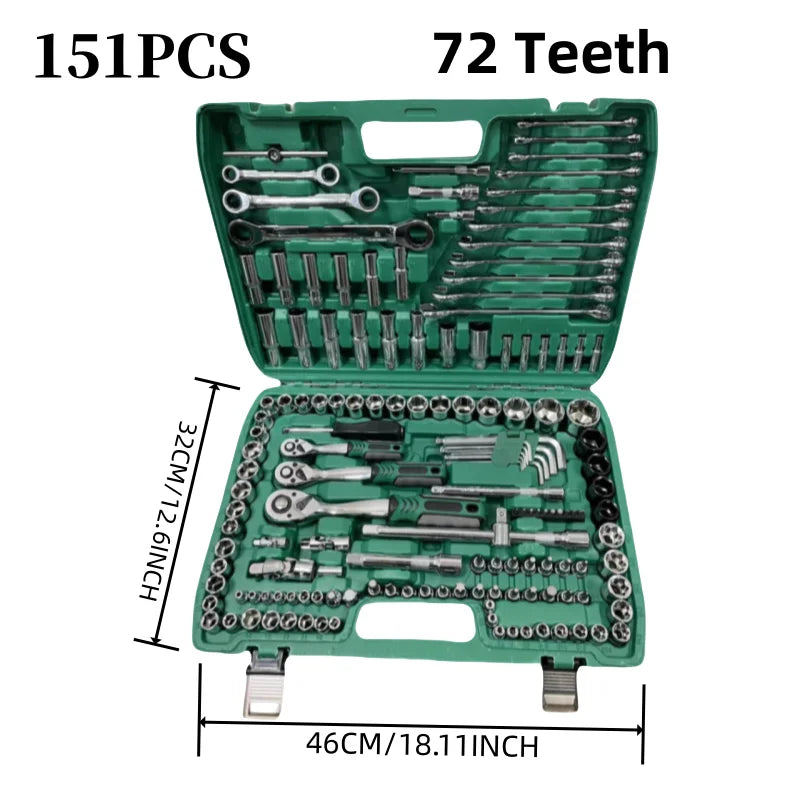 72 Teeth 151 Piece Professional Auto Repair Tool Set Home Hardware Hand Tool Set Best Gift for Dad