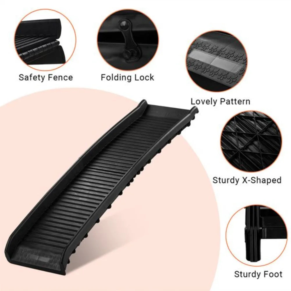 63 Inch Folding Pet Ramp Portable Dog Ramp Ideal for Travel Safe Lightweight and Easy to Maintain