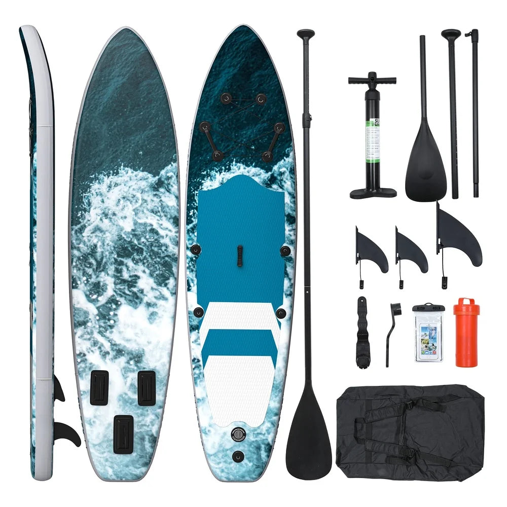 Inflatable Stand Up Paddle Board 11 Feet Complete Kit Fishing Paddleboarding Accessories Non Slip Deck Durable PVC Water Sports