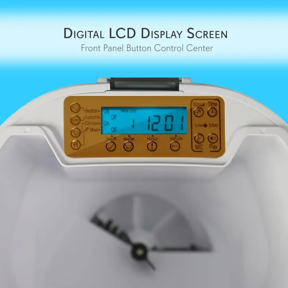Smart Automatic Pet Feeder Programmable Digital Dispenser with Voice Message Playback Adjustable Food Amount & Frequency LCD