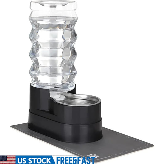 9L Raised Cat Dog Water Fountain Gravity Fed Stainless Steel Water Feeder Easy Refill Large Capacity Busy Pet Owners