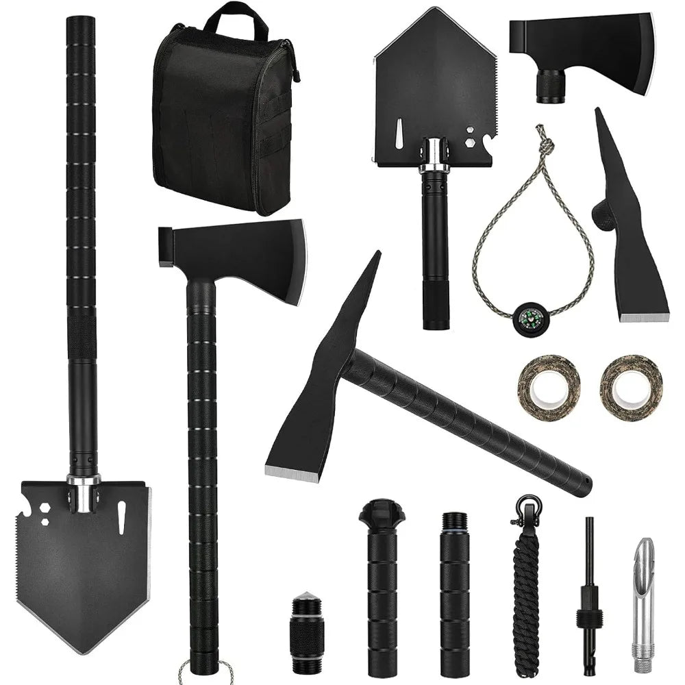 Camping Shovels Axe Military Spade Folding Off Road Tool Kit for Camping Hiking Metal Detecting and Emergency Outdoor Use