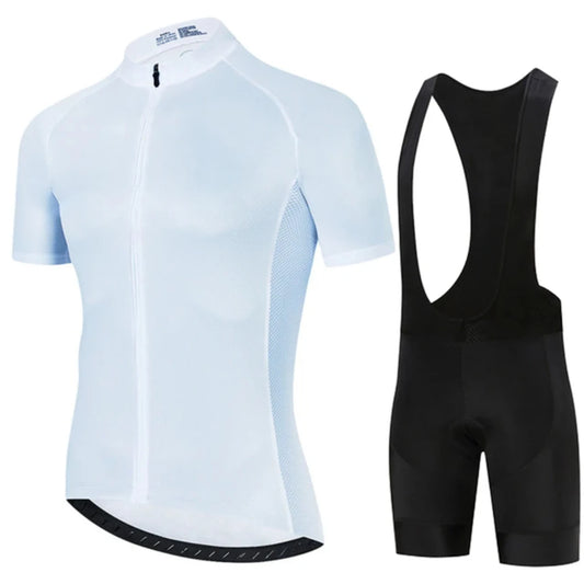 All Black Cycling Jersey Bib Short Set 2024 Men's Mountain Bicycle Clothing Short Sleeve Suit Sports MTB Bike Training Uniform