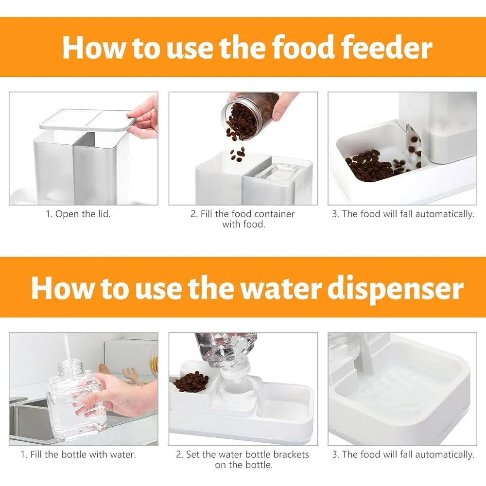 Automatic Small Pet Feeder and Water Dispenser 2 in 1 Gravity Bowl Set for Cats Dogs Rabbits and Guinea Pigs Easy Clean Non Electric
