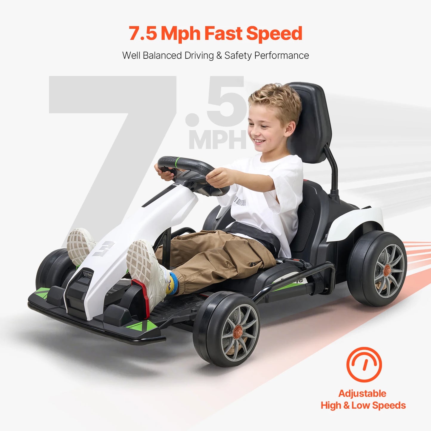 VEVOR 24V 9Ah Electric Pedal Go Kart Portable Outdoor Race Toy with 200W Motor Adjustable Speeds and Disc Brake for Kids