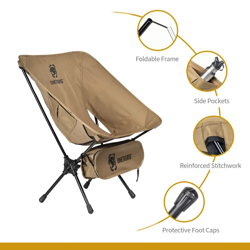 OneTigris Portable Camping Chair Multicam Foldable Outdoor Chair for Camping Trekking Fishing BBQ Parties Gardening Indoor Use
