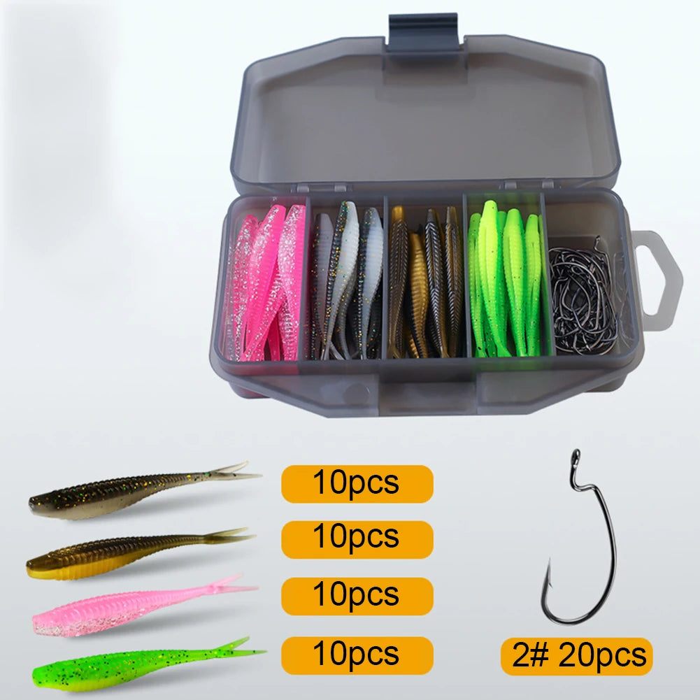 61pcs/set Bionic Fishing Lures Fork Tail Wobbler Bait Tools