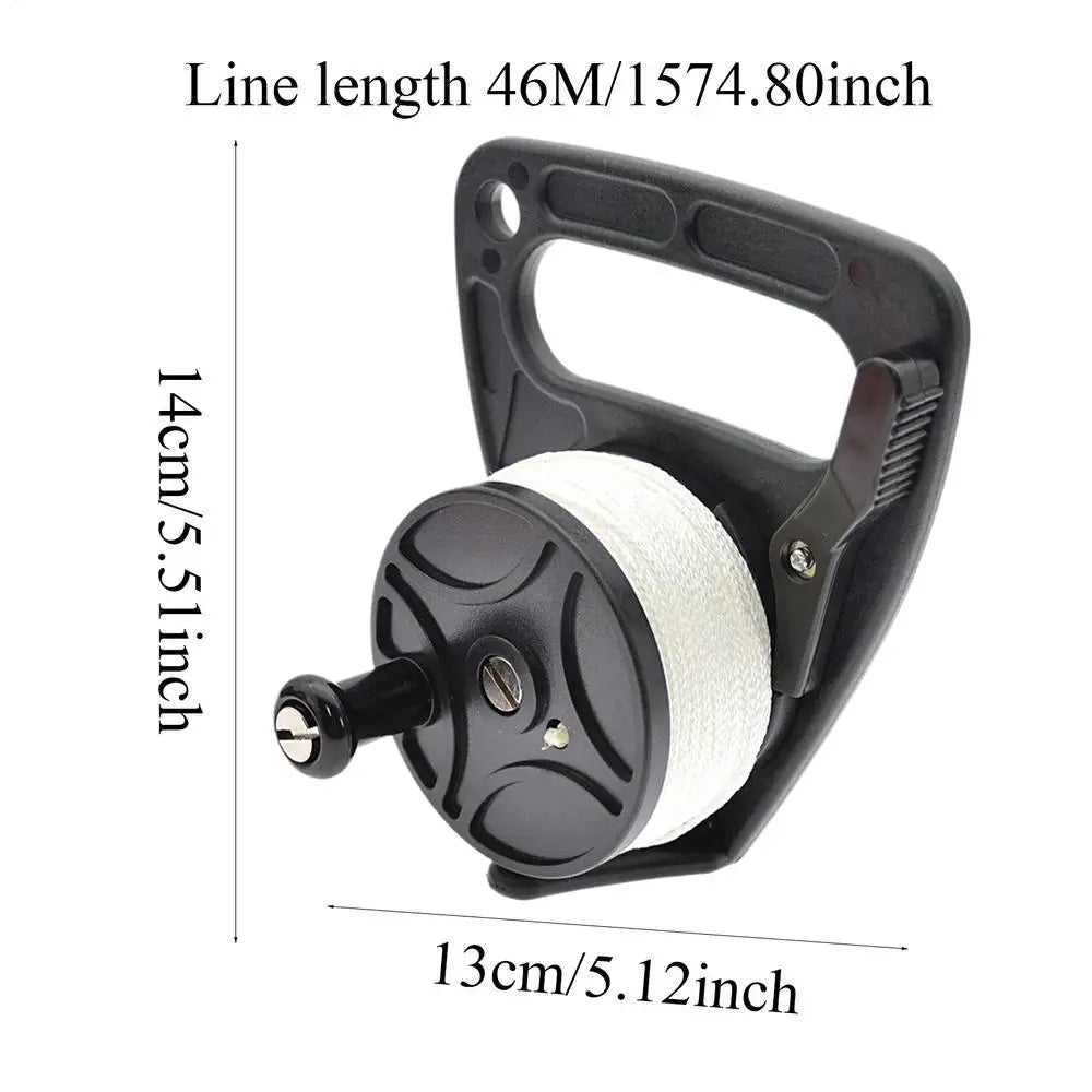 150ft Diving Reel with Thumb Stopper Compact Scuba Dive Reel Kayak Reel High Visibility Retractable Cord