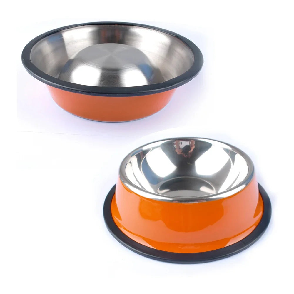New Pet Dog Stainless Steel Bowls for Puppies and Cats Food and Water Dish Feeder Travel Non-slip Feeding Dishes Pet Supplies