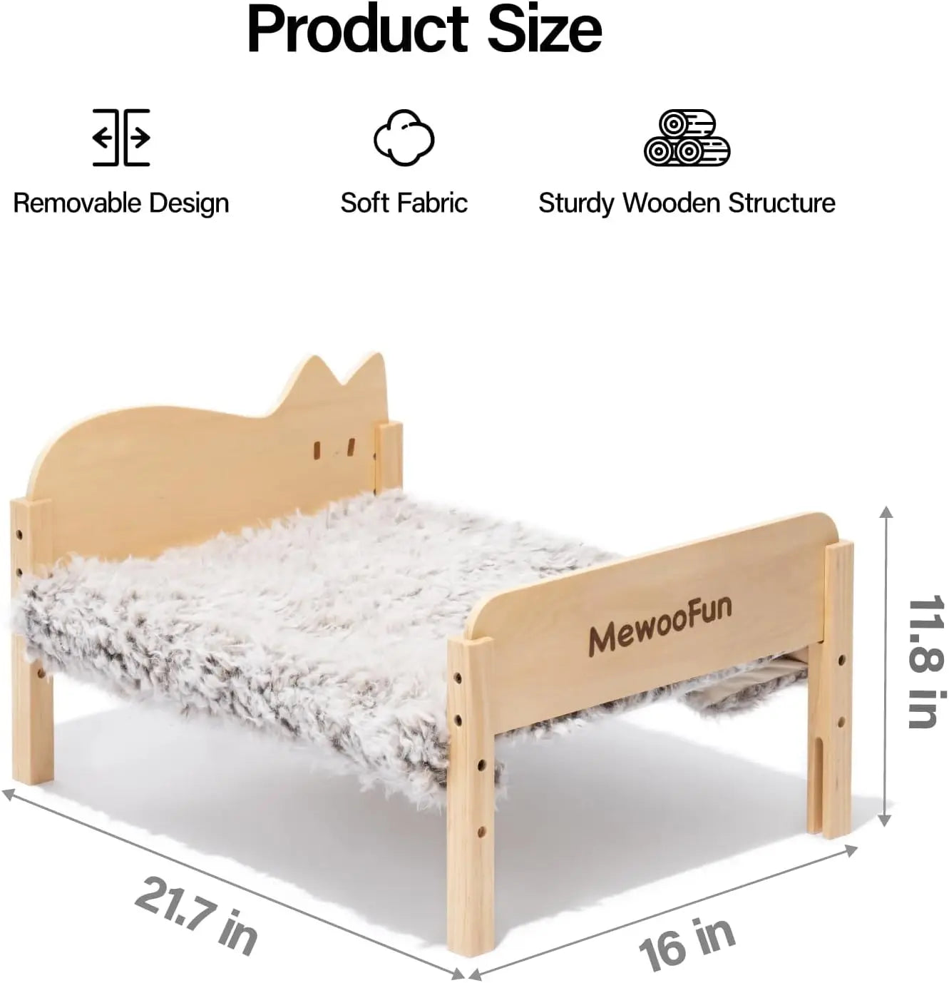 MEWOOFUN Cat Hammock Bed Elevated Pet Bed 21.7" X 16" Floor Standing Dog Bed Pet Resting Hammock for Cats Dogs Plush Beige