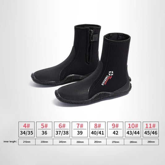 5MM Neoprene Diving Boots Non Slip Beach Water Boots Unisex Waterproof Snorkeling Fin Sock Wetsuit Water Shoes for Water Sports