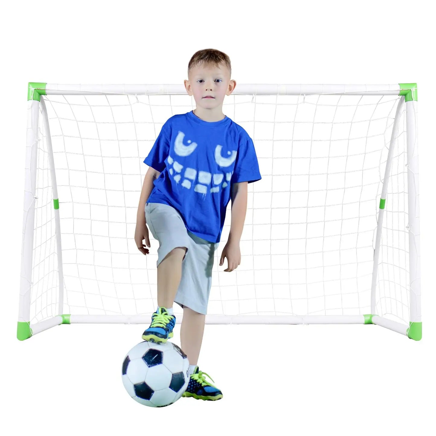 6x4 Feet Soccer Goal Training Set with Net Buckles and Ground Nails Ideal for Football Practice