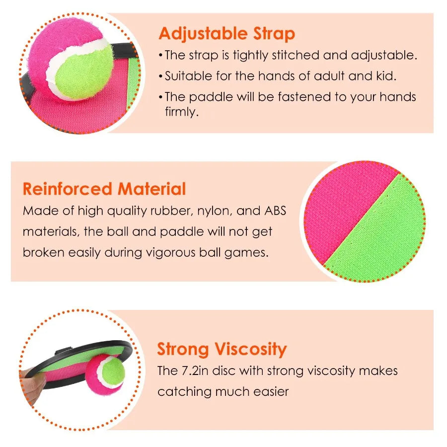 3 Sets Toss and Catch Ball Paddle Outdoor Game for Beach and Backyard Fun
