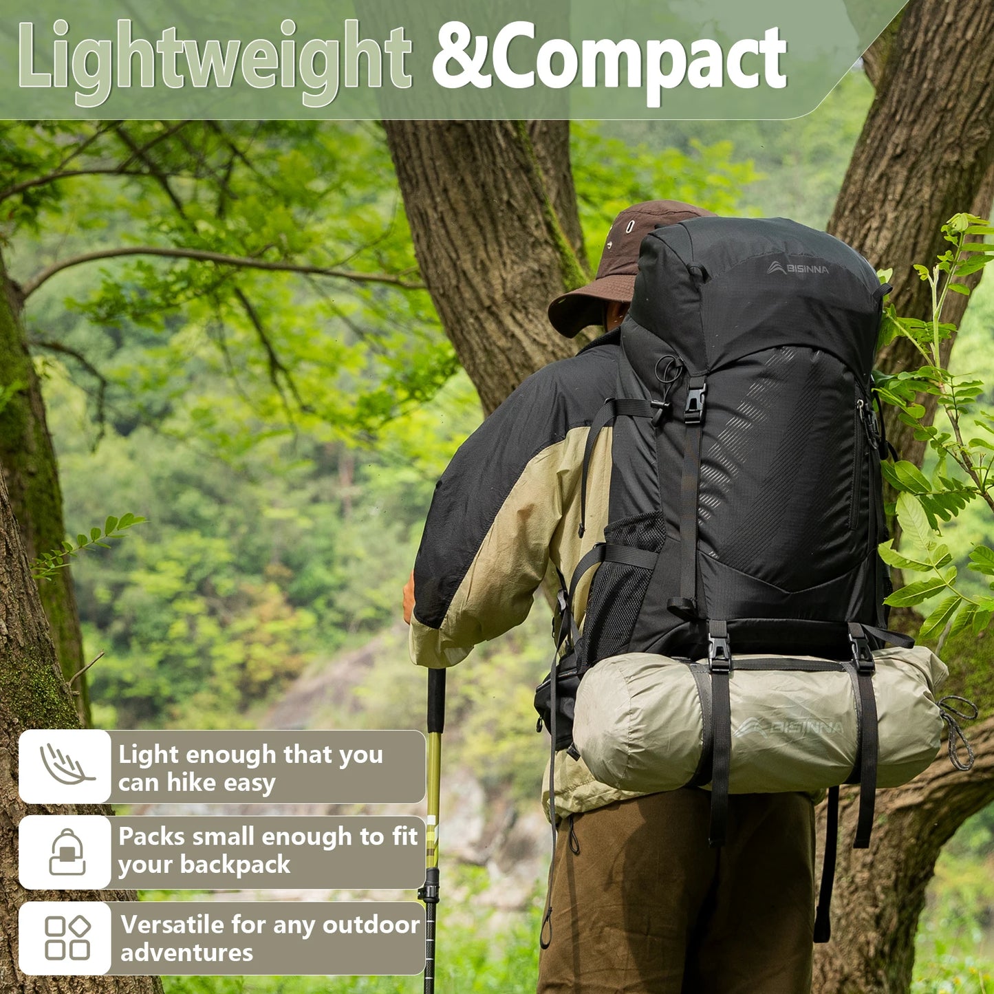 BISINNA Ultralight Camping Tent 2 Person Waterproof Easy Setup