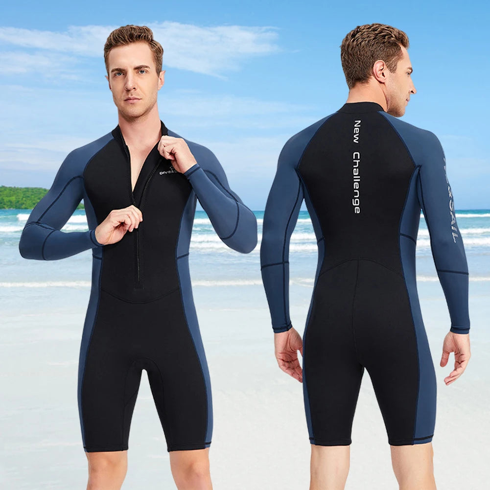 Neoprene Diving Suit with Zipper Mens Snorkeling Surfing Swimsuit Elastic Anti-scratch Cold Proof  Water Sports Equipment