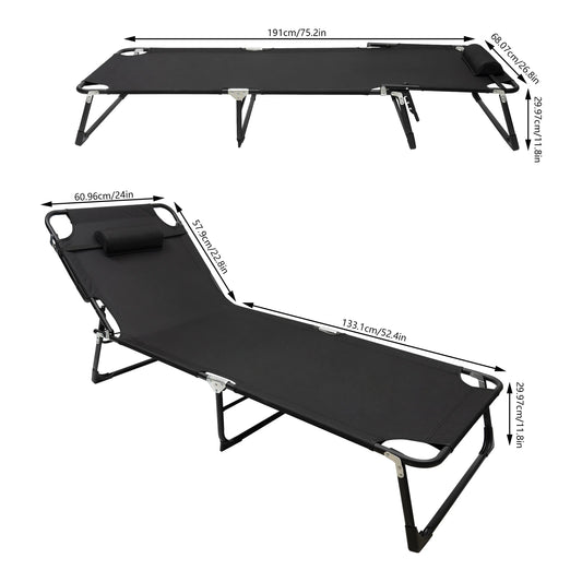 Portable Folding Camping Cot Adjustable Outdoor Lounge Chair Sleeping Bed for Pool Beach Patio