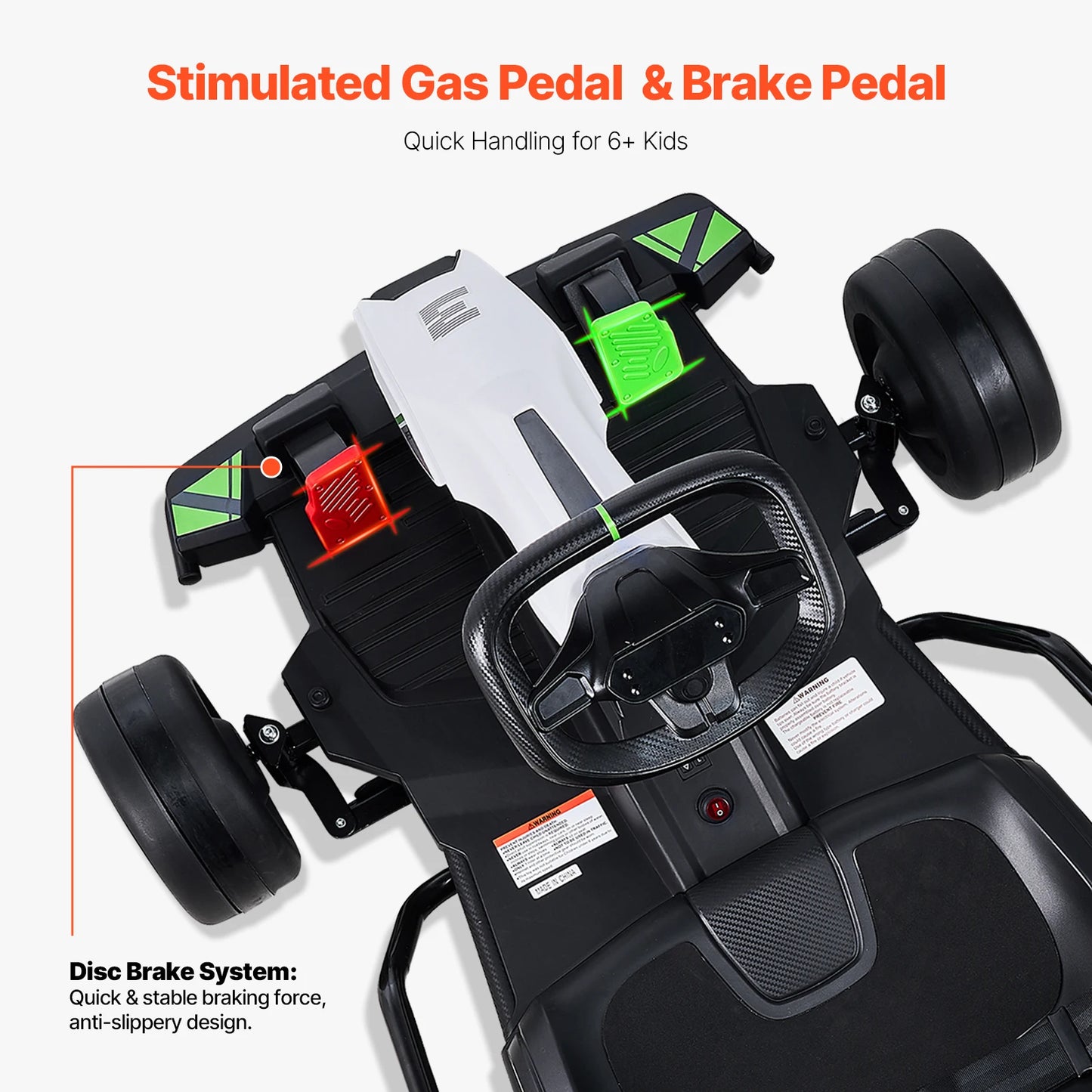 VEVOR 24V 9Ah Electric Pedal Go Kart Portable Outdoor Race Toy with 200W Motor Adjustable Speeds and Disc Brake for Kids