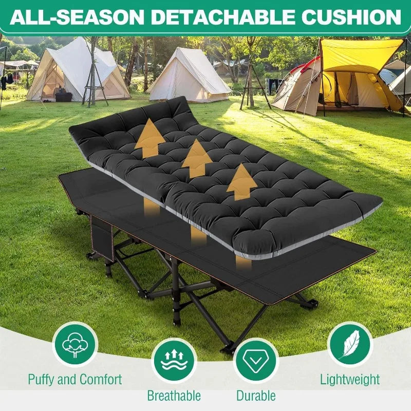 LILYPELLE Folding Camping Cot Heavy Duty Sleeping Cots with Carry Bag Double Layer Oxford Portable Travel Camp Cots for Home and Outdoor Use